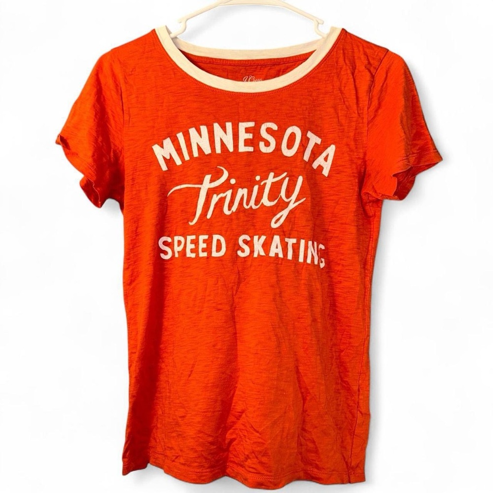 J.Crew Women's XS Orange/Cream Minnesota Trinity Speed Skating Tee